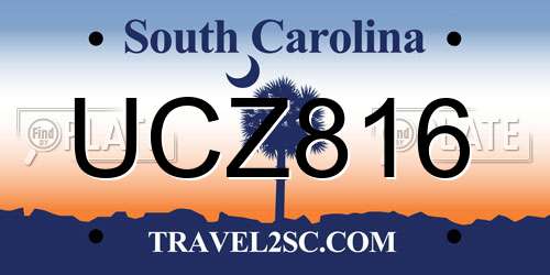 UCZ816 South Carolina License Plate