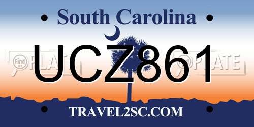 UCZ861 South Carolina License Plate