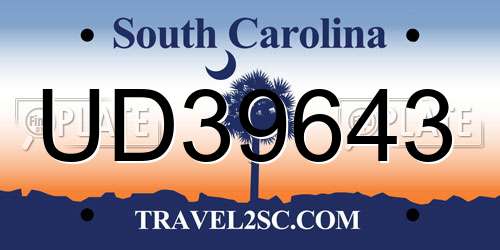 UD39643 South Carolina License Plate