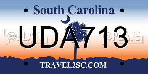 UDA713 South Carolina License Plate