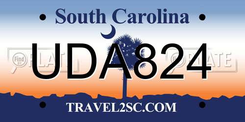 UDA824 South Carolina License Plate