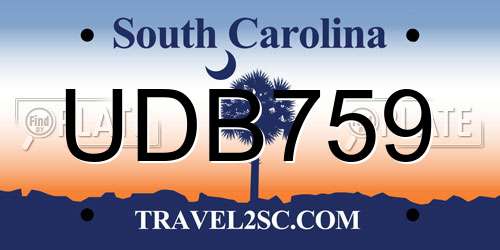 UDB759 South Carolina License Plate