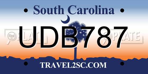UDB787 South Carolina License Plate