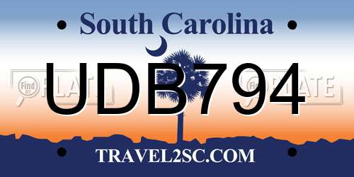 UDB794 South Carolina License Plate