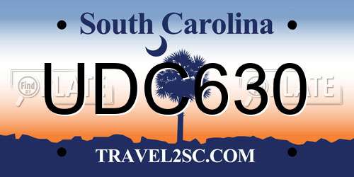 UDC630 South Carolina License Plate
