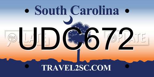UDC672 South Carolina License Plate