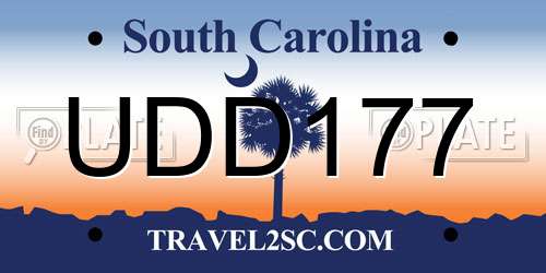 UDD177 South Carolina License Plate