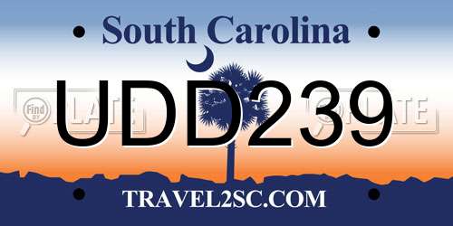 UDD239 South Carolina License Plate