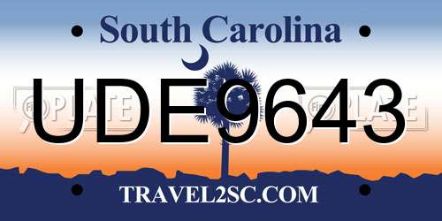 UDE9643 South Carolina License Plate