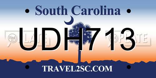 UDH713 South Carolina License Plate