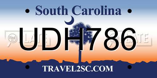 UDH786 South Carolina License Plate