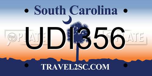 UDI356 South Carolina License Plate