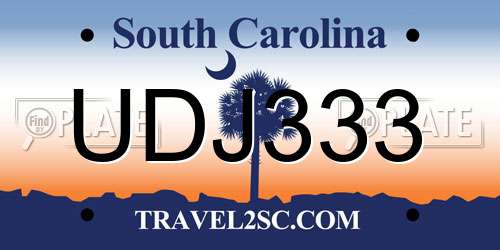 UDJ333 South Carolina License Plate