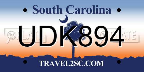 UDK894 South Carolina License Plate