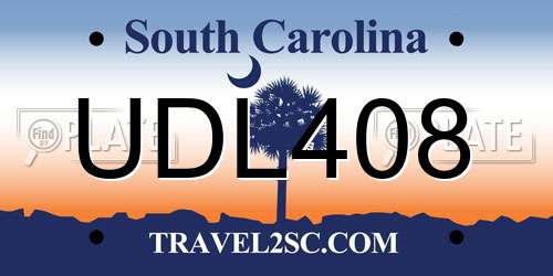UDL408 South Carolina License Plate