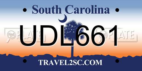UDL661 South Carolina License Plate
