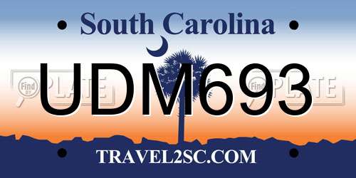 UDM693 South Carolina License Plate