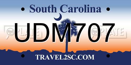 UDM707 South Carolina License Plate