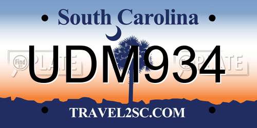 UDM934 South Carolina License Plate