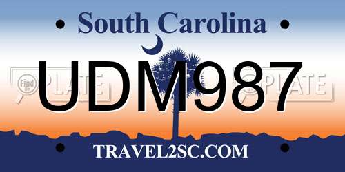 UDM987 South Carolina License Plate