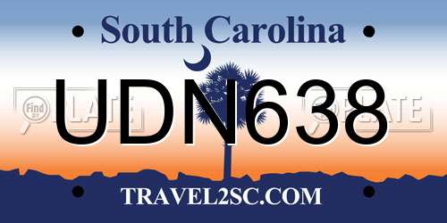 UDN638 South Carolina License Plate