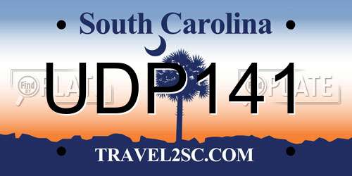 UDP141 South Carolina License Plate