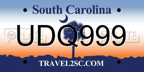 UDQ999 South Carolina License Plate