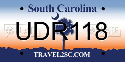 UDR118 South Carolina License Plate