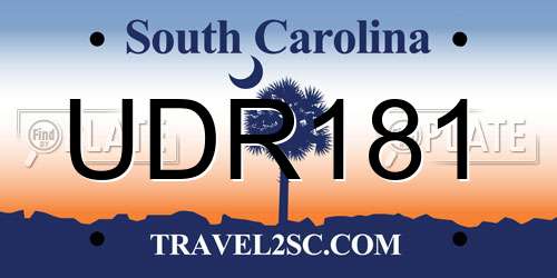 UDR181 South Carolina License Plate