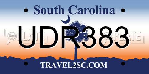 UDR383 South Carolina License Plate