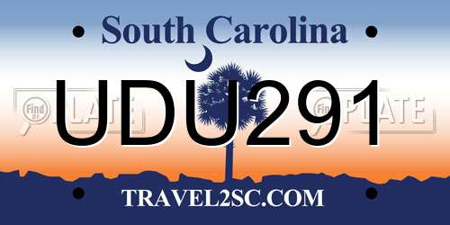 UDU291 South Carolina License Plate