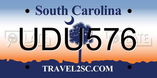 UDU576 South Carolina License Plate