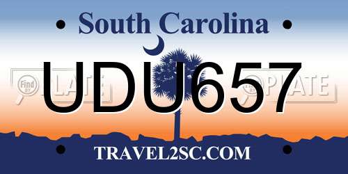 UDU657 South Carolina License Plate
