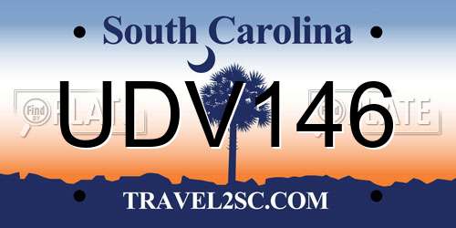 UDV146 South Carolina License Plate