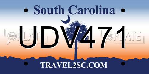 UDV471 South Carolina License Plate
