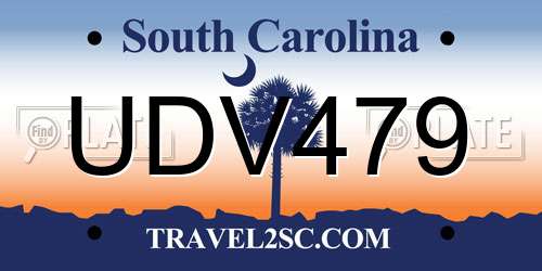 UDV479 South Carolina License Plate