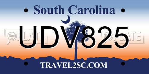 UDV825 South Carolina License Plate
