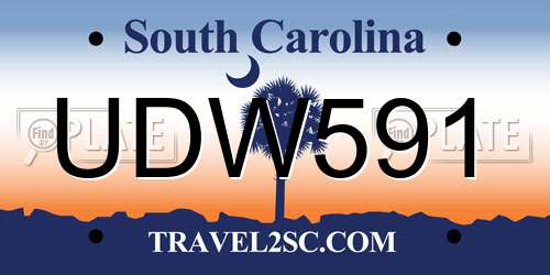 UDW591 South Carolina License Plate