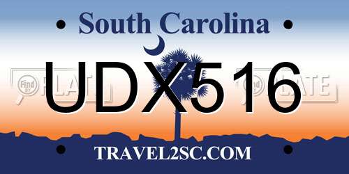 UDX516 South Carolina License Plate