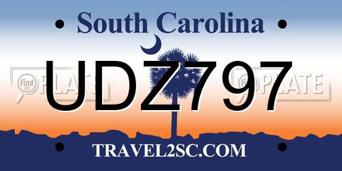 UDZ797 South Carolina License Plate