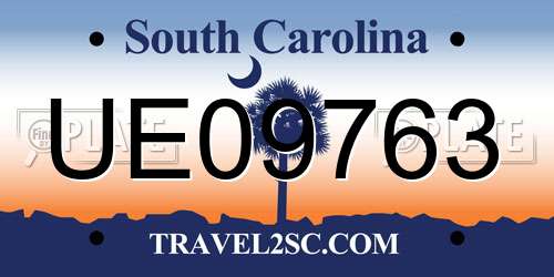 UE09763 South Carolina License Plate