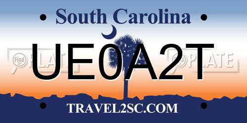 UE0A2T South Carolina License Plate