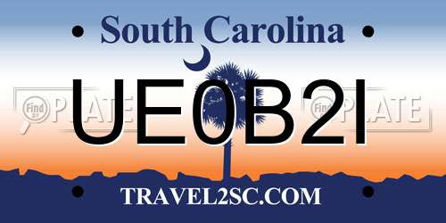 UE0B2I South Carolina License Plate