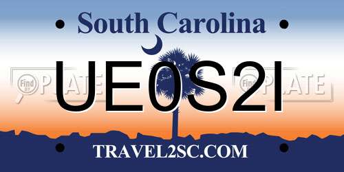 UE0S2I South Carolina License Plate