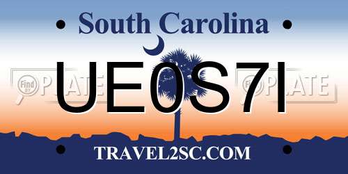 UE0S7I South Carolina License Plate