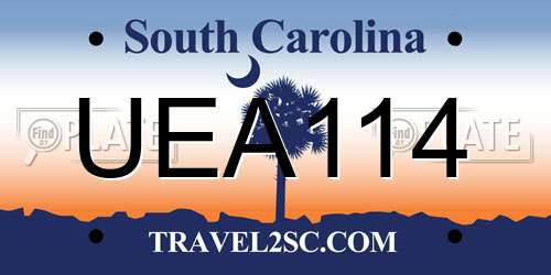 UEA114 South Carolina License Plate