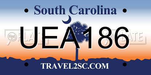 UEA186 South Carolina License Plate