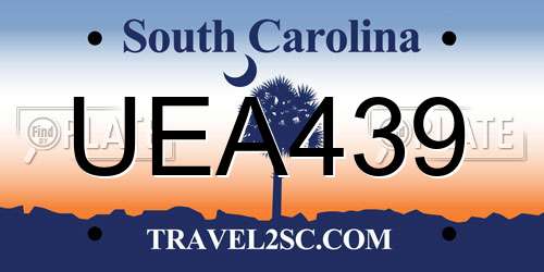 UEA439 South Carolina License Plate