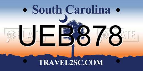 UEB878 South Carolina License Plate