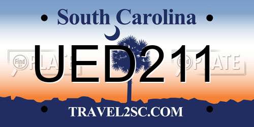 UED211 South Carolina License Plate